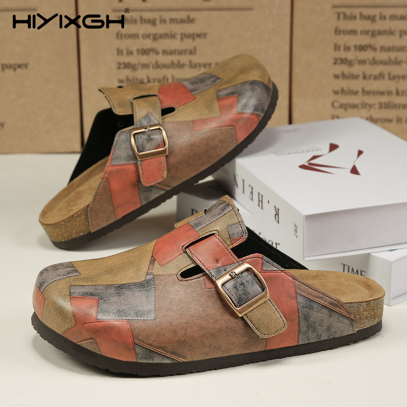 Health & Wellness Photos - Comfort Cork Leather Slippers for Unisex