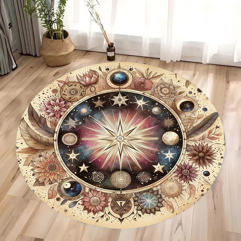 Acupressure Mat Set - Vikama Flannel Tarot Round Rug Mandala